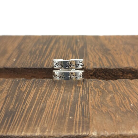 Jewelry - Size 6.75 Sterling Silver Mother Daughter Friends Forever Ring A1519